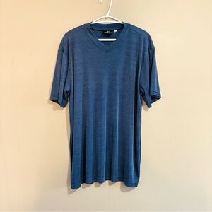 Heather Blue Short Sleeve Slinky V-Neck Tee - Size Large EUC